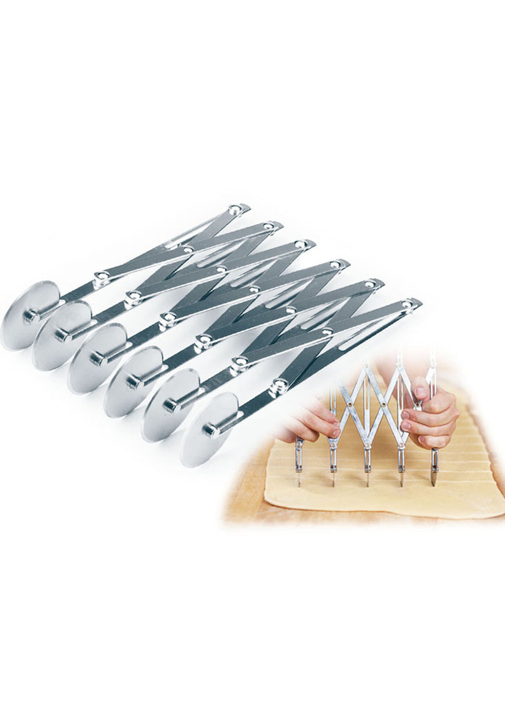 Tagliapasta A 7 Ruote Regolabile In Acciaio Inox – Per Pizza, Pane, Torte E Pasticceria - 2