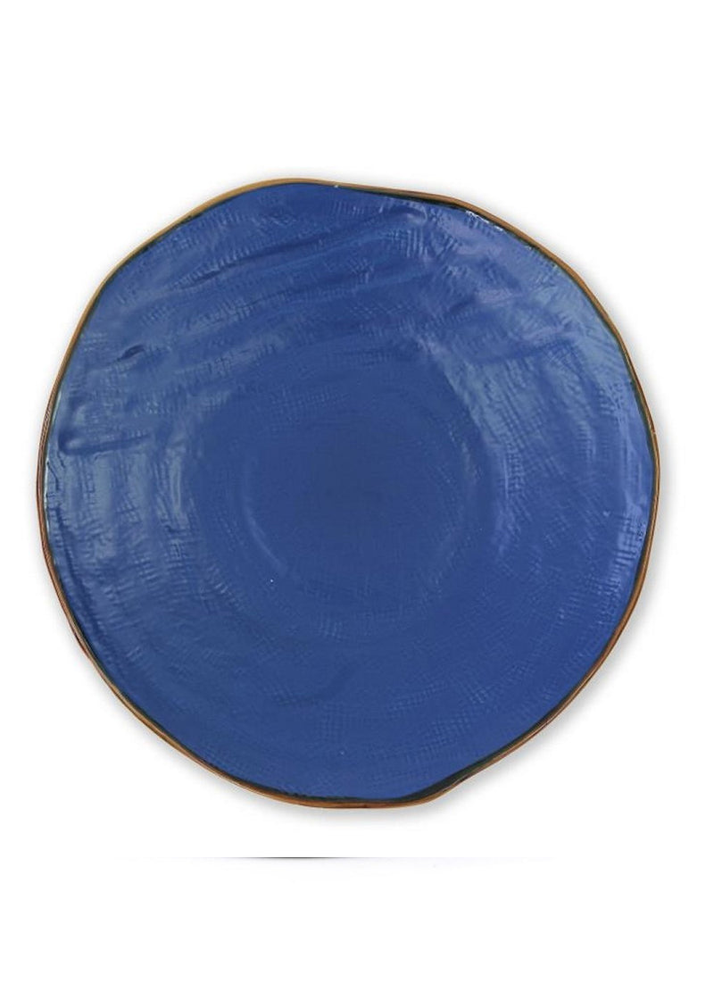 Set 4 Piatti Piani Mykonos In Stoneware | Colore Blu Con Effetto Marmorizzato | Lavabili In Lavastoviglie E Microonde - Foto 11