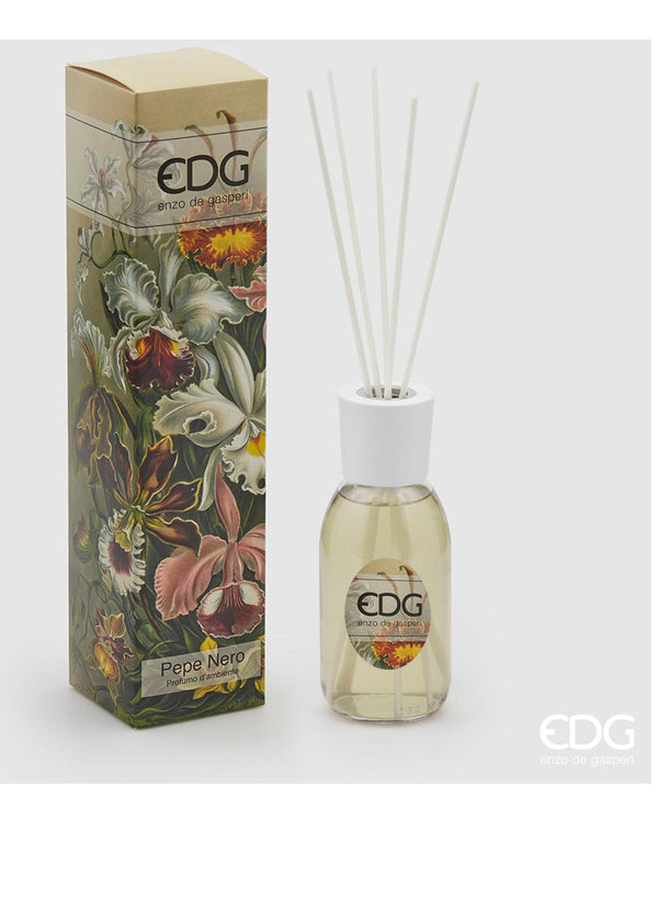 EDG Profumatore per Ambienti Bottiglia con Bastoncini Pepe Nero ml 250