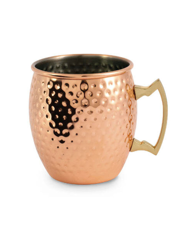 WDLifestyle Moscow Mule Tazza Mug Acciaio Placcato Rame Effetto Martellato 500 m